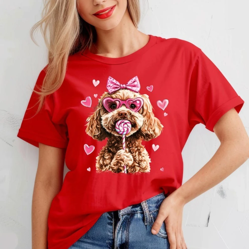 Goldendoodle Valentines Day Graphic T Shirts Dog Lover  Dog Owner Valentines Gift High Quality Cotton Tshirt Woman Man Tops
