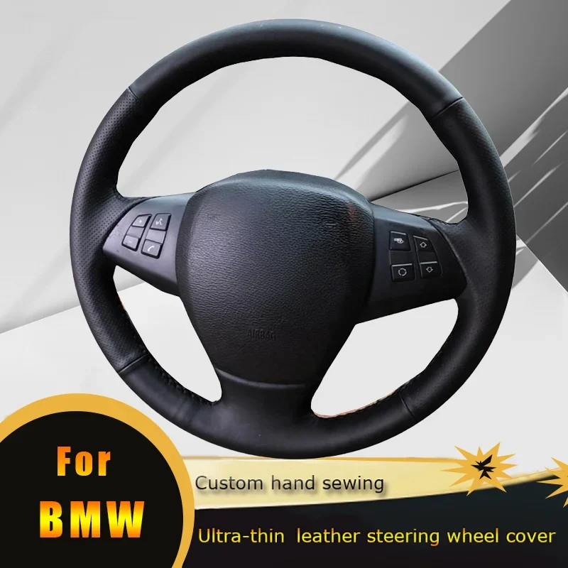 

DIY Car Steering Wheel Cover Non Slip Perforated Microfiber Leather Hand-Sewn For BMW E70 X5 2007-2011 Car Accessories