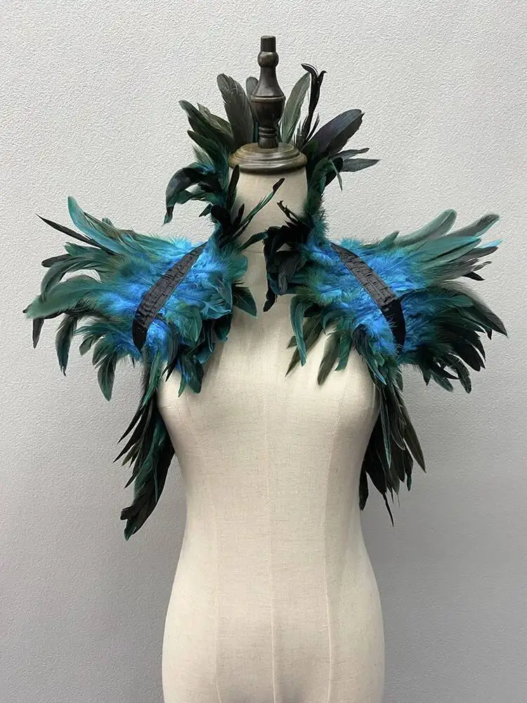 Gothique plumes naturelles haussement d'épaules foulards châle pour femmes Cosplay noir carnaval luxe plume épaule enveloppes Sexy Punk