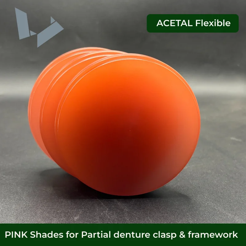 98.5mm Acetal Resin Pink Flexible PMMA Cad Cam Milling Disc for Removable Partial Denture Frameworks