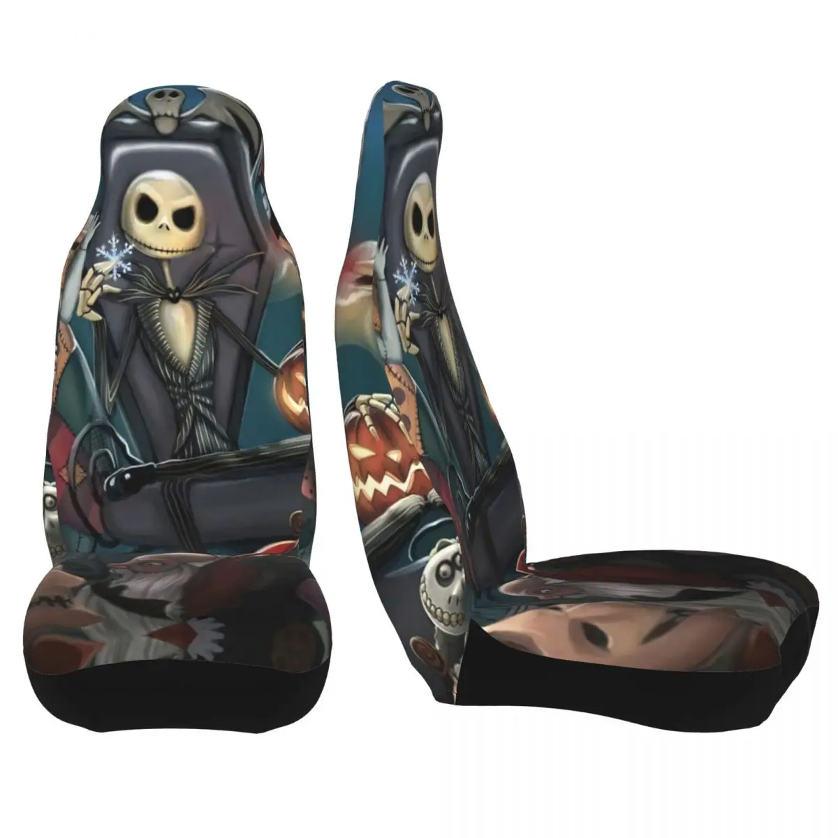 Custom Halloween Skeleton Skull coprisedili per Auto universali adatti a qualsiasi Auto Truck Van SUV 3D Print coprisedili per Auto 2 pezzi