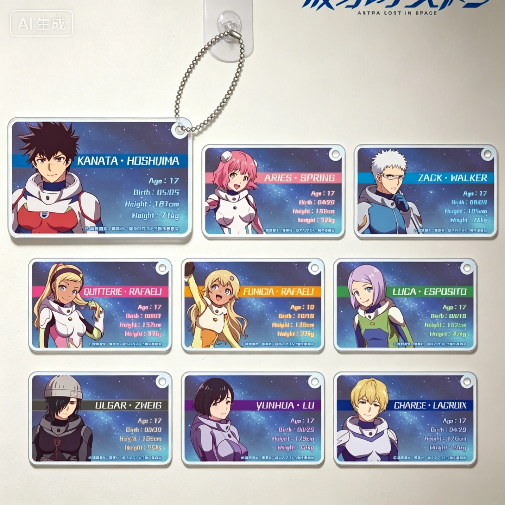 Anime Astra Lost in Space Kanata Hoshijima Rectangle Acrylic Pendant Keychains Bag Decorations 6cm Cute Bag Decorations