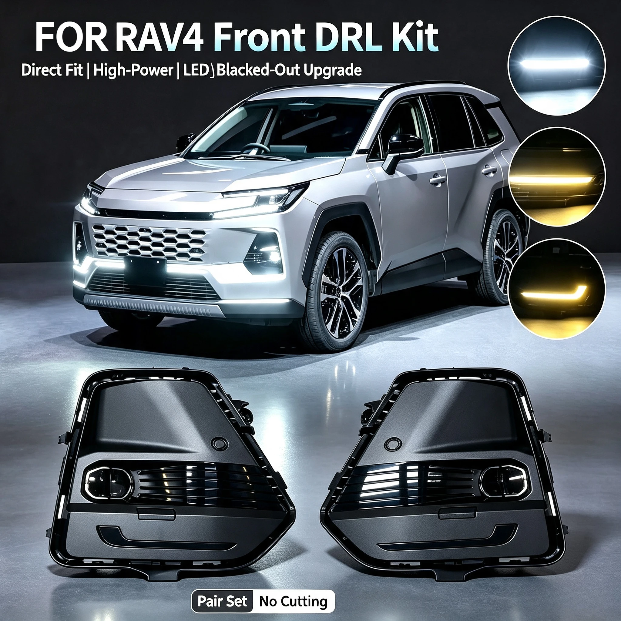 For Toyota RAV4 2026 Car Led Daytime Running Light Front Fog Lamp Assembly for 6th Generation Wildlander Front Bumper Lighting