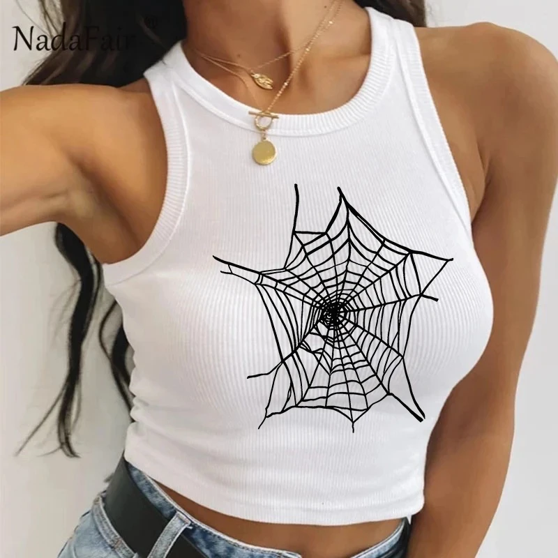 

Жилет с графическим принтом в виде паутины Harajuku Punk Gothic Fashion Эстетика Универсальная, тонкая, Повседневная камзол, простая уличная одежда, Y2K