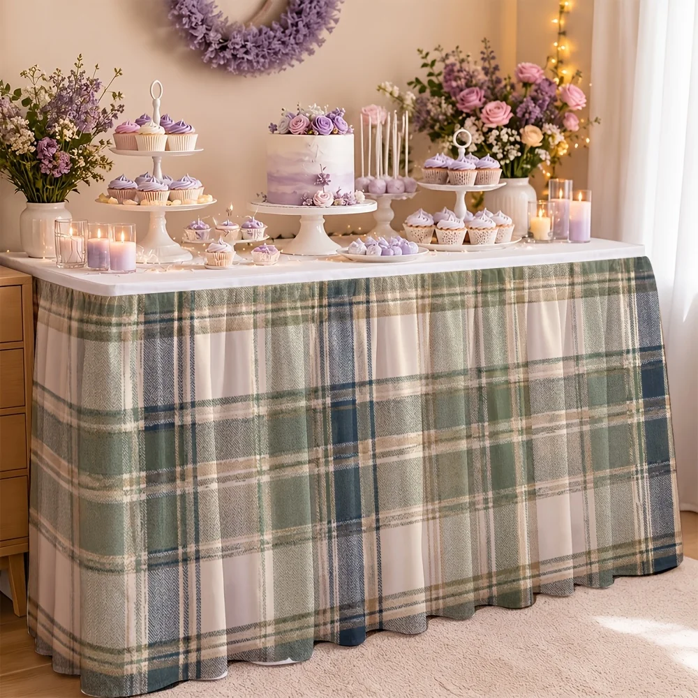 Classic greenish-gray checkered pattern - for wedding receptions, banquets, dining events, and office decoration