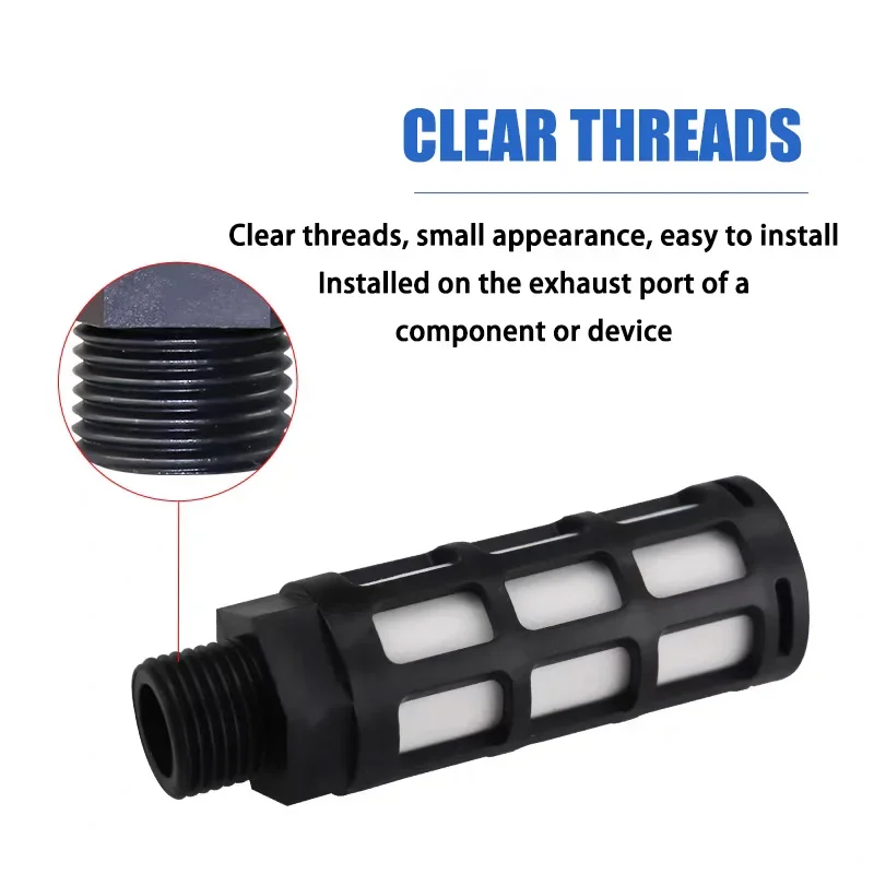 1pcs Air Absorber Plastic Exhaust Muffler Pneumatic 1/8 1/4 3/8 1/2 Male Thread Absorb Noise Filter Slip Lock For Misting Pump 4
