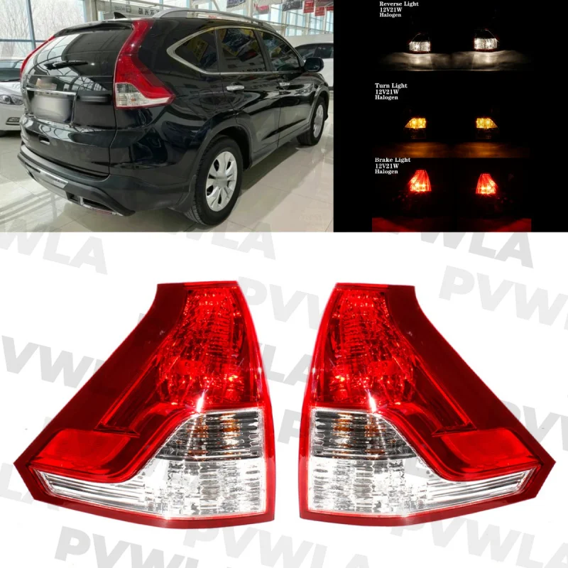 

For Honda CR-V 2012 2013 2014 Pair Left & Right Outer Side Halogen Bulbs Tail Light Lamp Assembly 33550-T0A-H01; 33500-T0A-H01