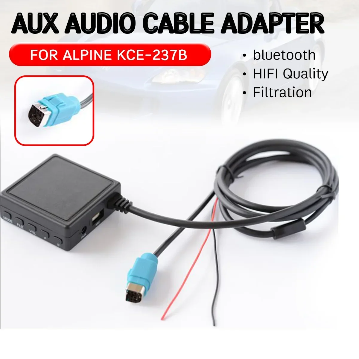 

bluetooth Aux Receiver Cable Adapter with USB,mic Hands-free Hifi audio interface for Alpine 2009+ CDE-W203Ri for KCE-237B