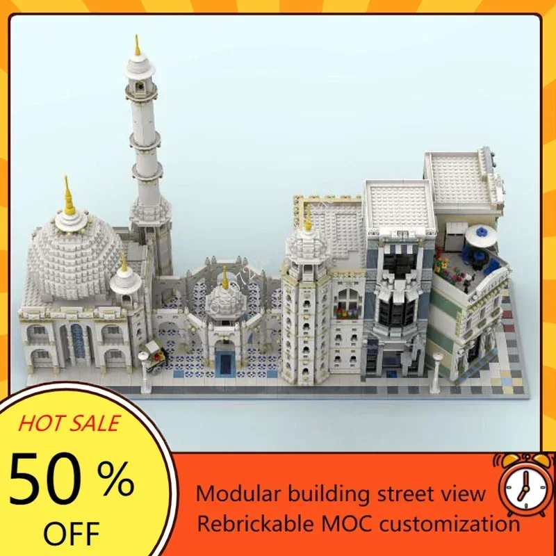 7048pcs kunden spezifische moc Moschee Eckhaus Gasse Gebäude Straßen ansicht Modell Bausteine Ziegel DIY Montage Spielzeug Weihnachts geschenke