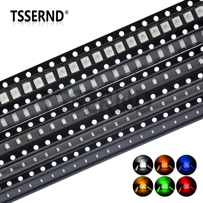 100 szt. 0402 0603 0805 1206 1210 3528 5050 LED SMD czerwony żółty zielony biały niebieski pomarańczowy dioda elektroluminescencyjna dobrej jakości