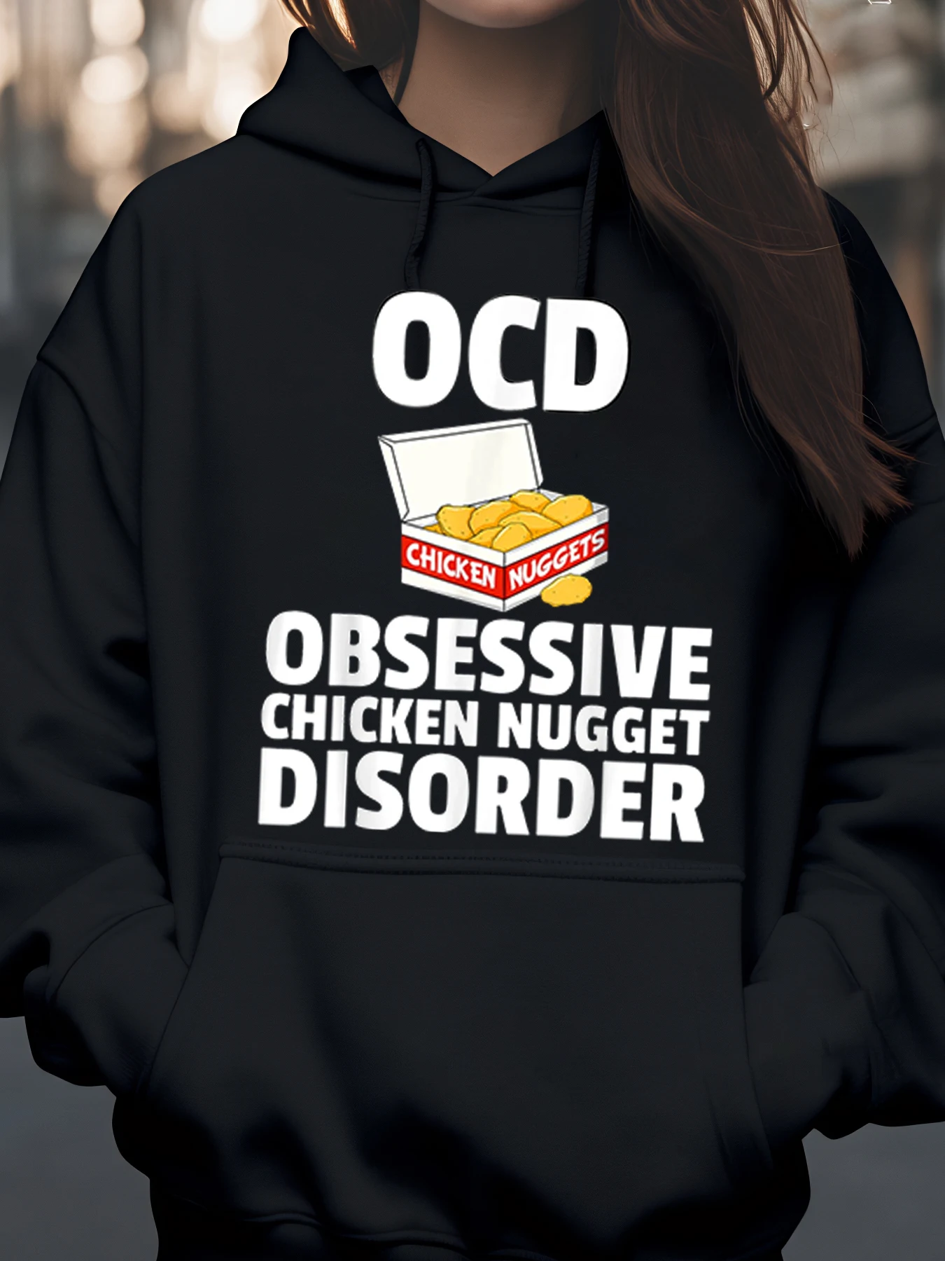 

Толстовка с принтом Ocd Chicken Nugget Disorder для повседневной одежды унисекс для любителей еды