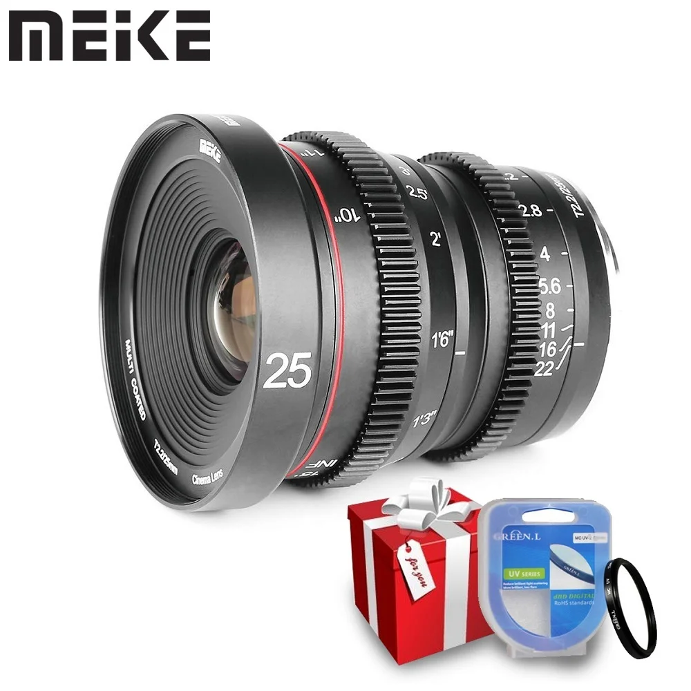 Meike 25mm T2.2 Manual Focus Cinema Lens for Panasonic Olympus MFT M4/3 Mount Cameras G9 GH3 GH5 G6 GX7 GX8 OMD-EM10 /BMPCC 4K