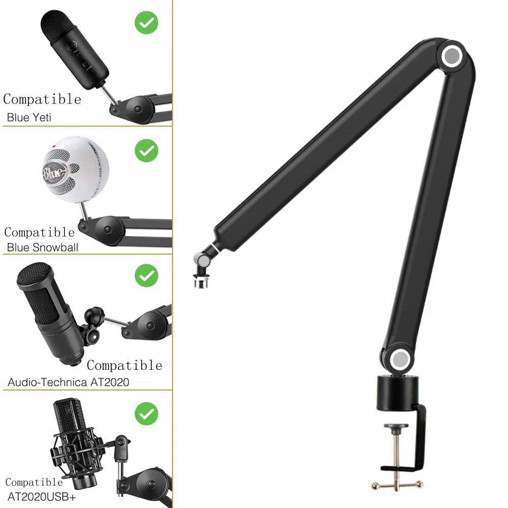 Soporte de micrófono ajustable, soportes de brazo de tijera de suspensión pesada para grabación de micrófono HyperX QuadCast A8 A6V K658 K688 K669