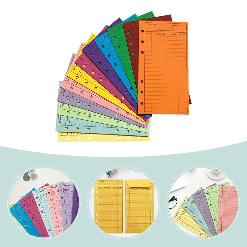 12Pcs Budget Sheet Envelops Colorful Card Paper Kit Easy to Use Cash Blinder Envelopes for Analyzing Consumption Situation