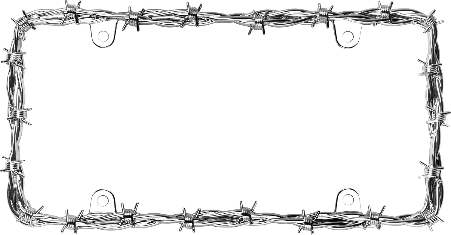 

Barbed Wire License Plate Frame for Standard 6x12 Plates, Chrome Metal