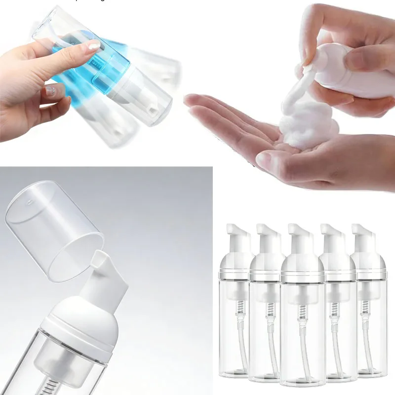 5/10Pcs 30ml-100ml Small Plastic Foam Pump Bottles Portable Empty Travel Foaming Bottle Dispenser For Hand Soap Shampoo Cleanser