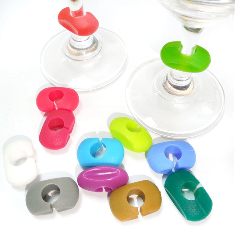 12Pcs Creative Silicone Wine Cup Glass Colorful Markers Party Goblet Wine Drinking Cup Marking Cup Differentiation Label