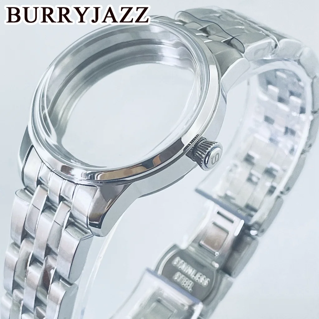 BURRYJAZZ 33mm NH35 NH36 NH34 NH38 NH70 NH72 Etui na zegarek Srebrne koktajlowe sterylne etui Łukowe szkło — zdjęcie 3
