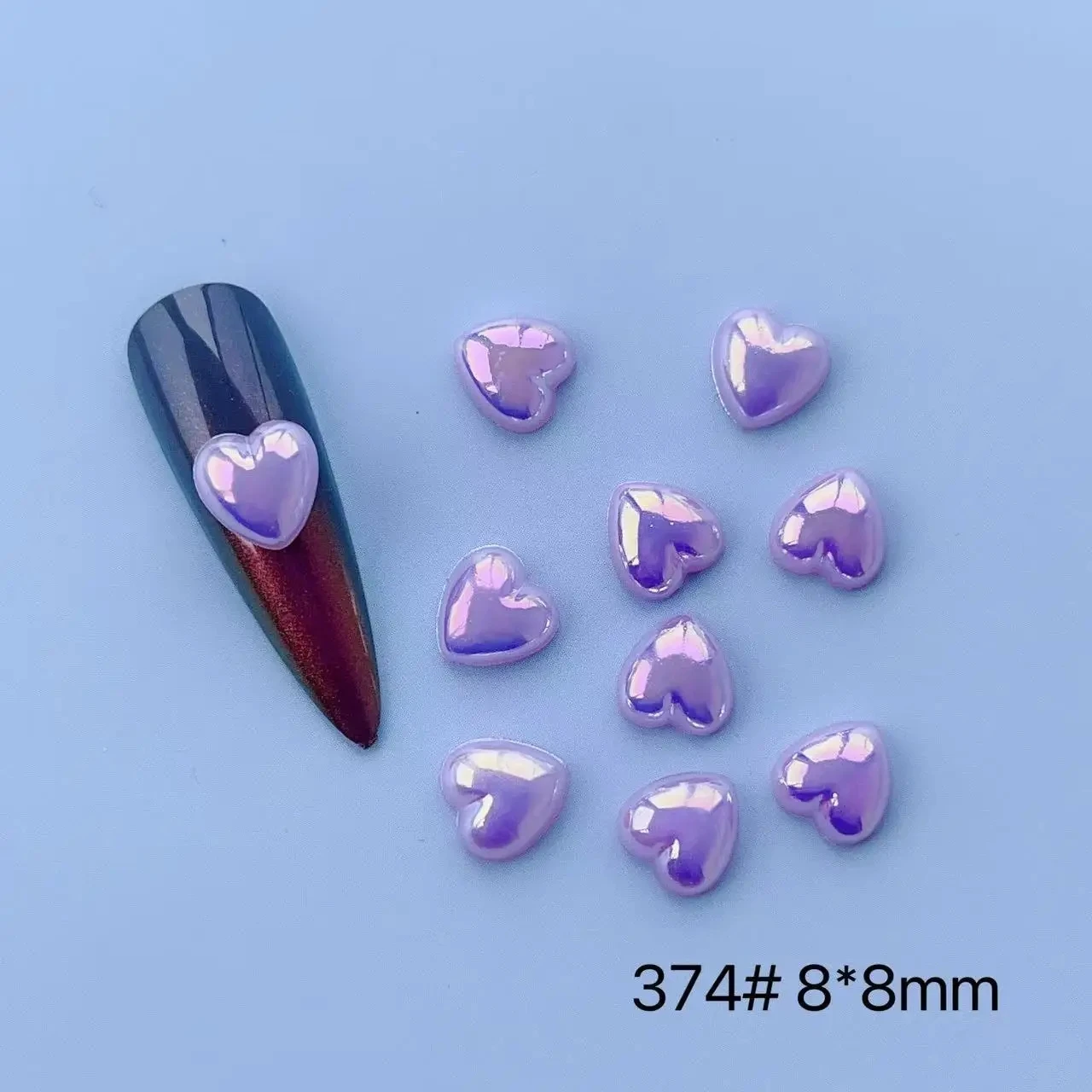 20PCS 3D Aurora Heart Nail Charms Jewelry Multi Color Resin Nail Art Decoration Supplies Parts Sparkly Love Manicure Accessories