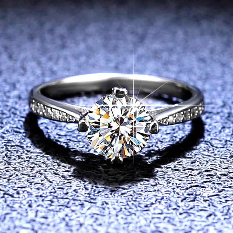 

Кольцо из золота 18 карат T Home, кольцо с бриллиантом Мозамбика, женское кольцо, классическая корона с четырьмя когтями, предложение, ювелирные изделия из платины PT950