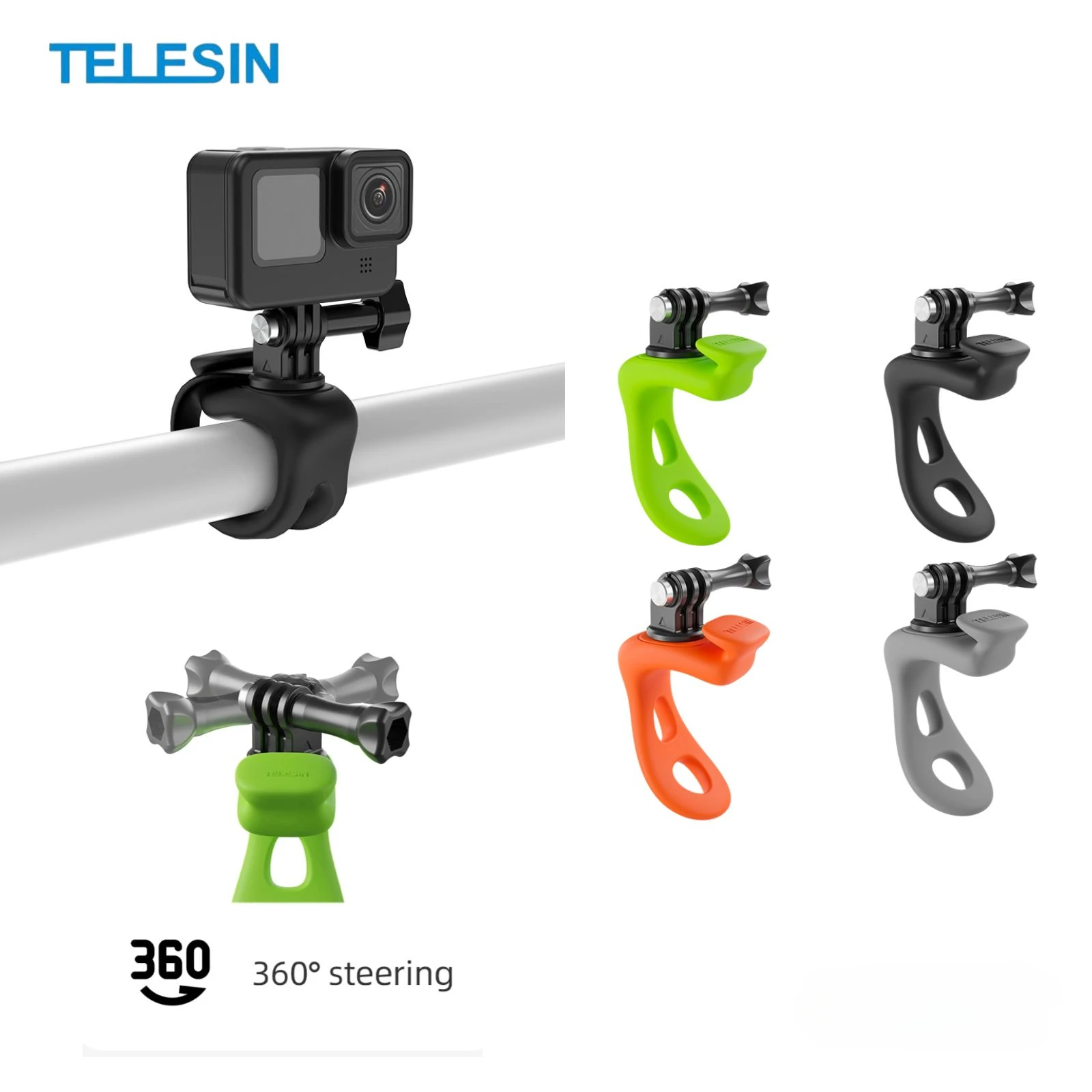 TELESIN Mini Flexible Bracket Adjustable Silicone Mount for Gopro Hero 13 12 11 10 9 8 MAX DJI OSMO Action 5 4 3 Insta360 X4 X3