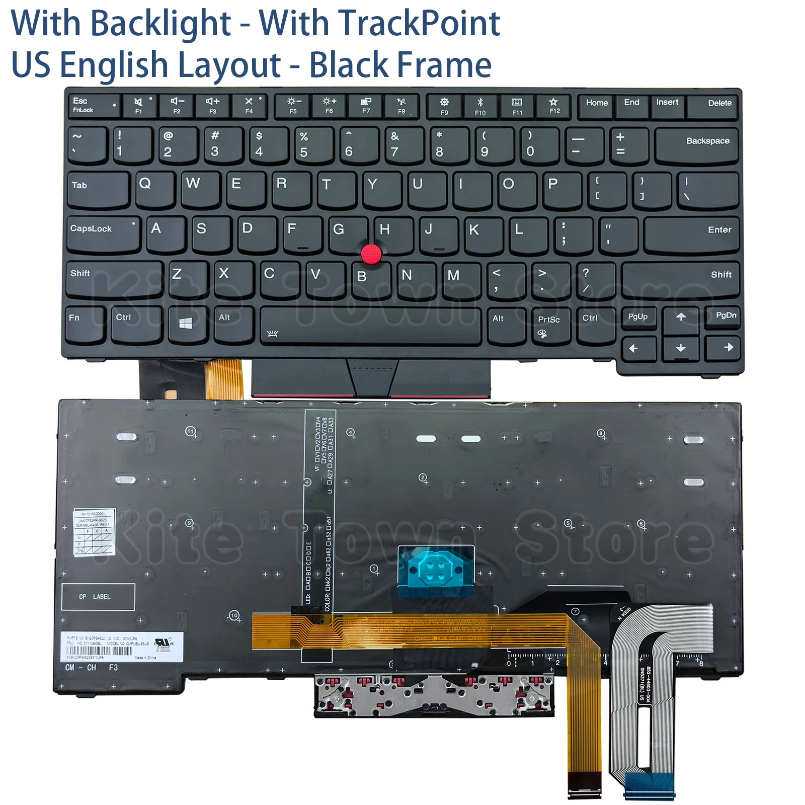 New US Keyboard Backlit for Lenovo Thinkpad E480 E485 E490 E495 T480s T490 T495 L380 L390 L480 L490 L380 yoga L390 yoga P43s
