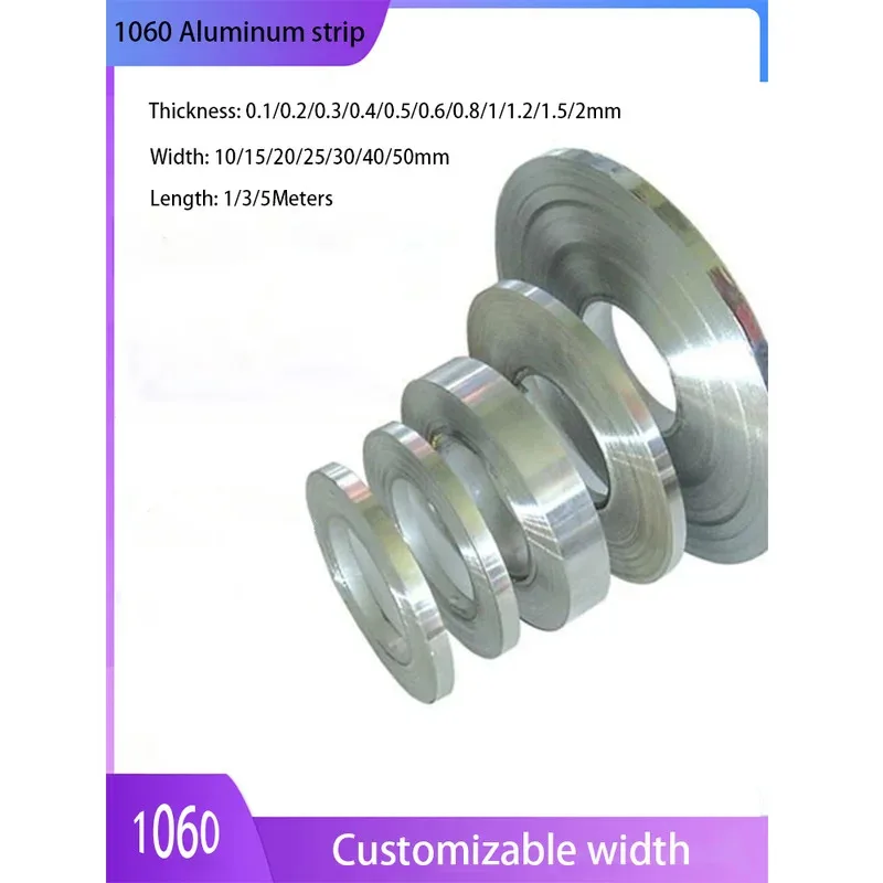1060 Aluminum Strip 0.1-2mm Thick 10-50mm Wide for DIY Craft Model Making 1/2/5M