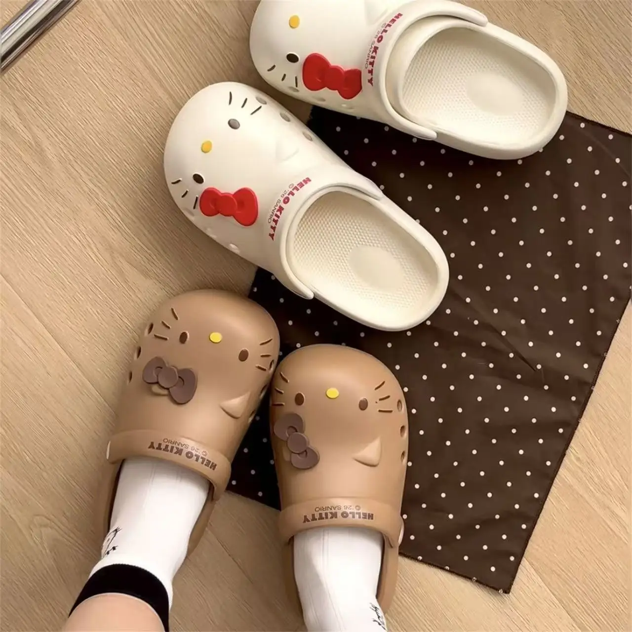 

Sanrio New Hello Kitty Kawaii Anime Cartoon Slippers Girls Breathable Summer Sandals Increase Height Cute Fashion Trend