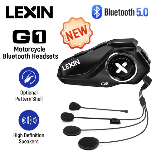 Imagen 1 del producto Auriculares Bluetooth Lexin G1 para casco de motocicleta, Bluetooth 5.0, altavoces de alta definición, mejora de la calidad del sonido