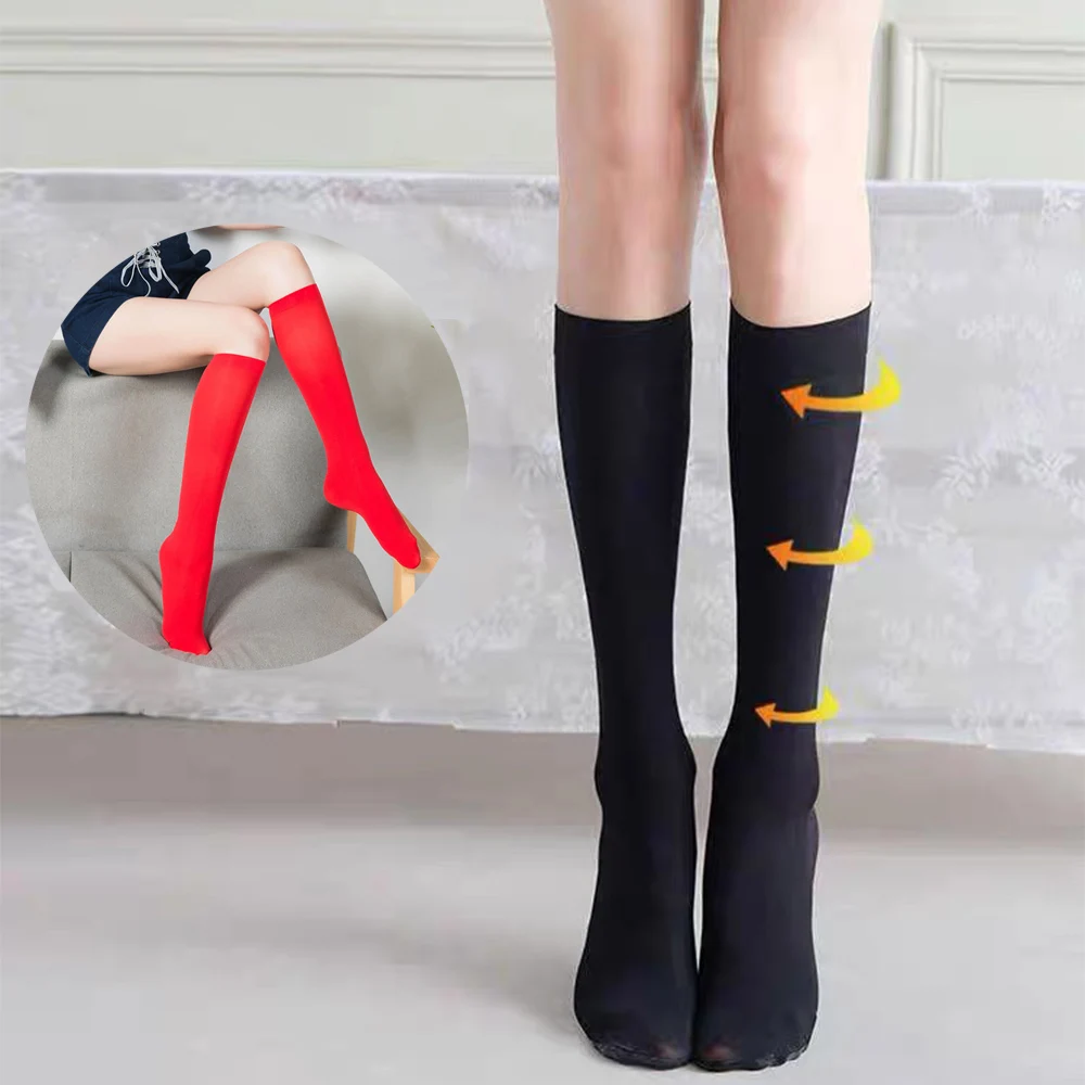 

Spring Summer Untral-thin Calf Shaping Socks For Girls College Style Solid Color Knee Socks Soft Breathable Long Tube Socks