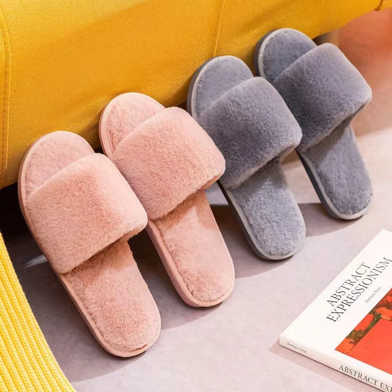 2024 New Women Home Slippers Winter Warm Shoes Woman Slip on Flats Slides Female Faux Fur Slippers 36-41 wholesale Slippers