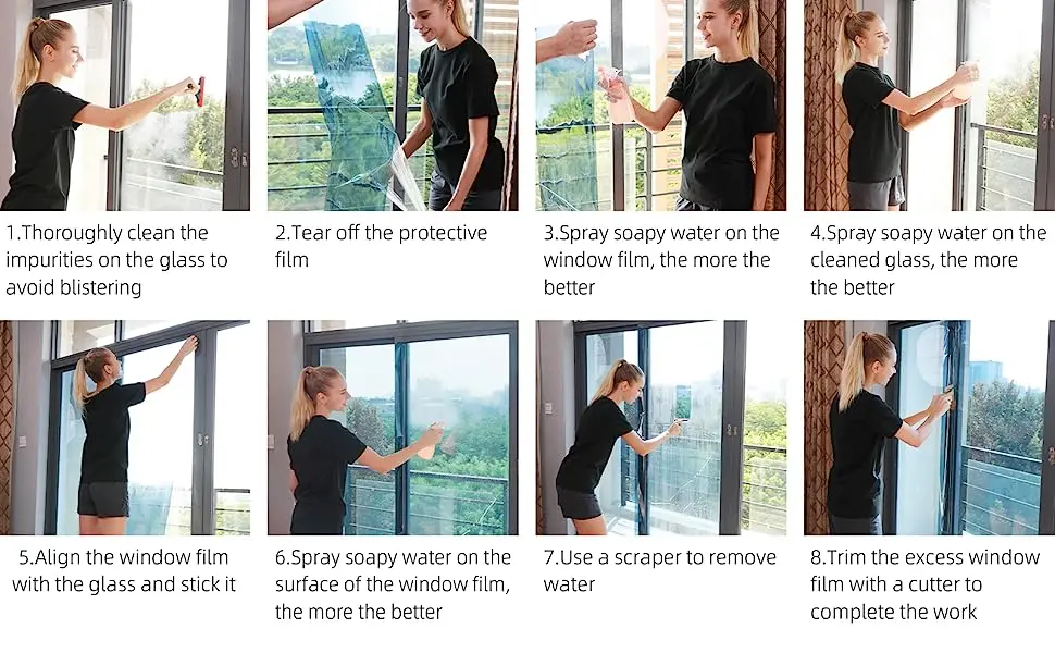 Einweg-Spiegel-Fensterfolie für Privatsphäre, Tageslicht-Schutz, UV-Schutz, Sonnenschutz, Wärmekontrolle, Reflektierende Fenstertönung für Zuhause, Büro und Wohnzimmer – Detail 6