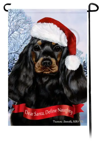 Dear Santa, Define Naughty Garden Flag - Black and Tan Cocker Spaniel 044A