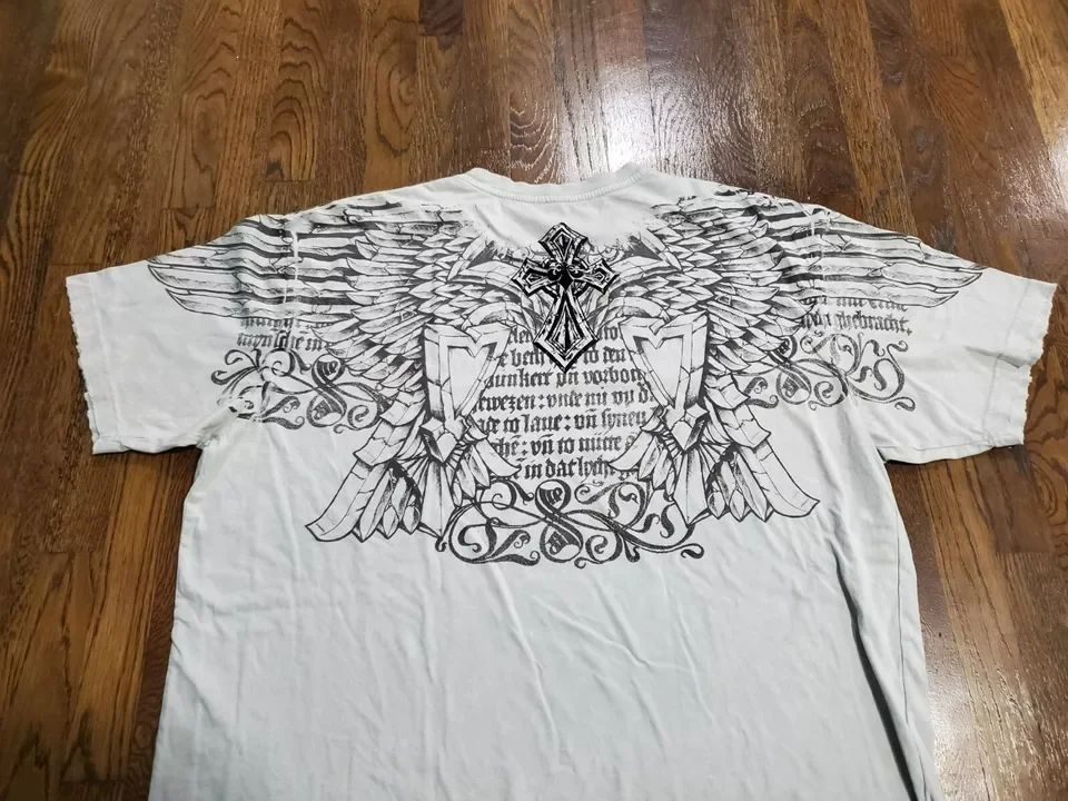 Street Gothic Retro Affliction  Graphic T Shirt Mens Large Grunge Wings New Fashion Style Couple Tops Pure Cotton Harajuku Shirt