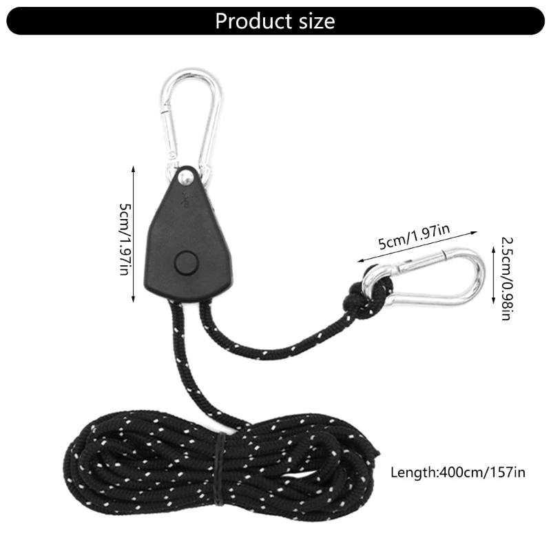 Camping Rope with Ratchet Pulley, Quick Setups Outdoor Guy Line Adjusted Tent Tie Downs Rope Hangers for Canopy, Kayak