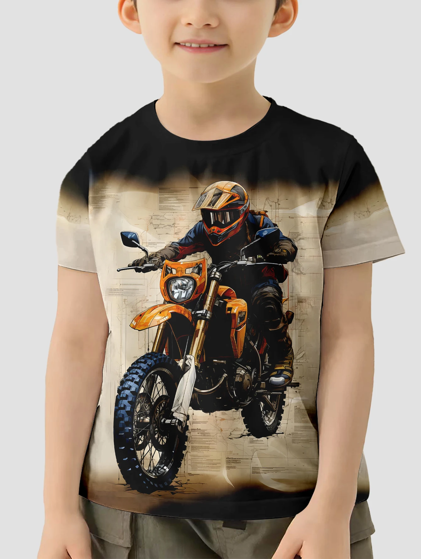 Motorcycle Enthusiast Children\'s Boy\'s Clothing Child T-shirt Clothes for Boy T-shirts for Boys 2024 Kids Clothes Short Sleeve