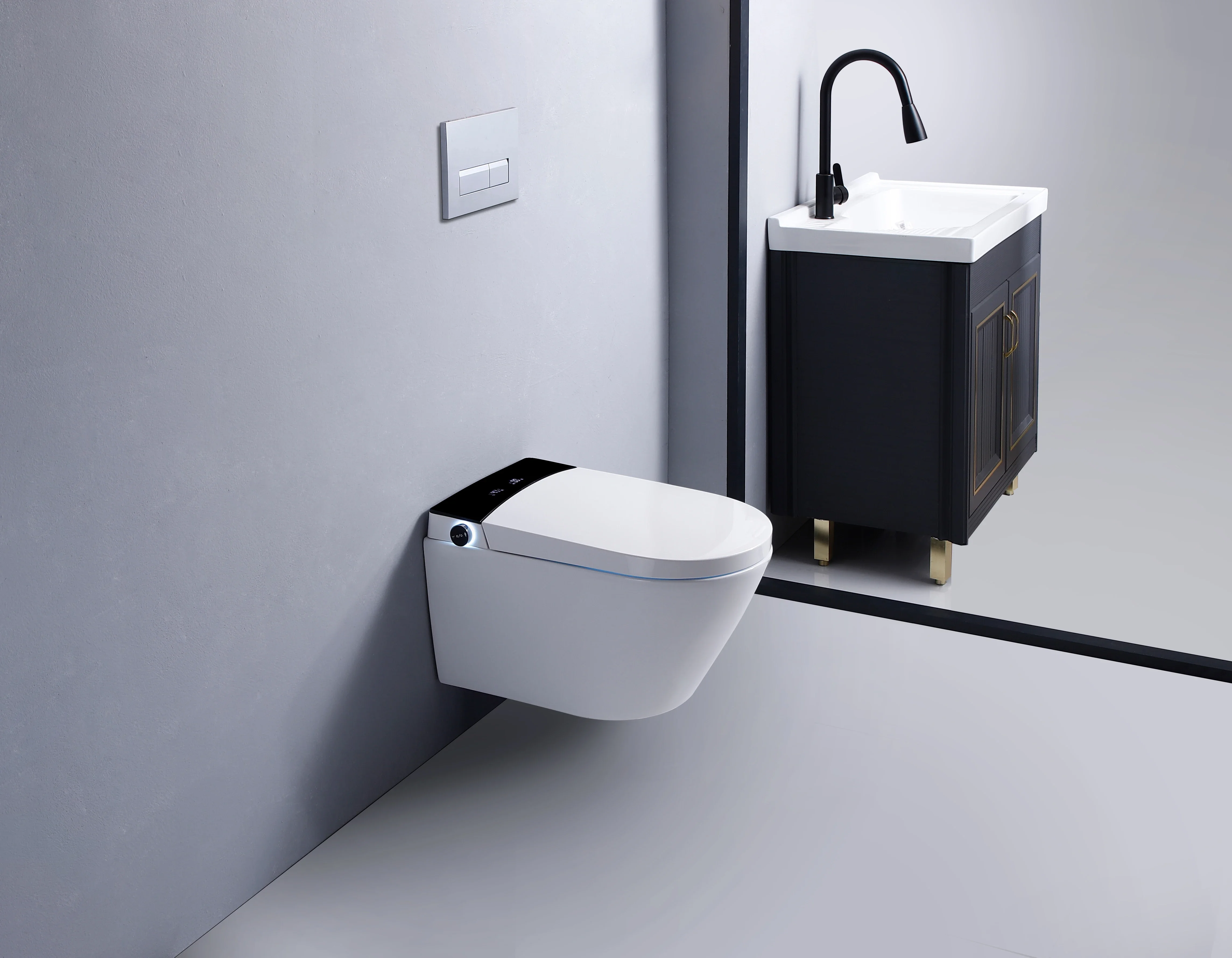 Wall Hung Smart Toilet with Auto Sensor Bidet CE Certified Ceramic WC