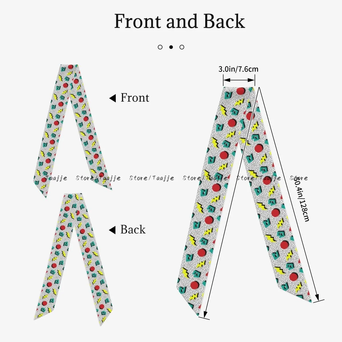 Geometric Retro Memphis Style Simulation Silk Long Scarf Women Shawl Wrap Soft Satin Scarf Bandana Female Neckerchief