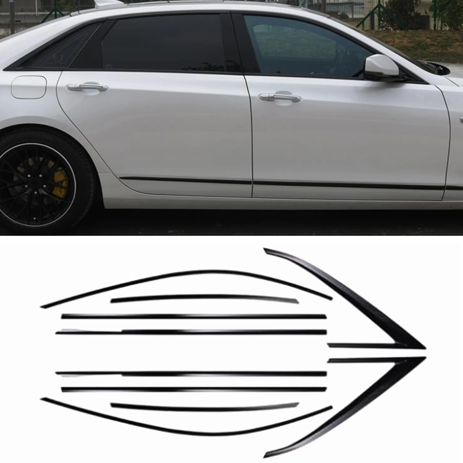 

Car Exterior Window Trim Weatherstrips Strip For Cadillac CT6 2016-2020 Titanium Seal Cover Molding Tape Sticker Kit