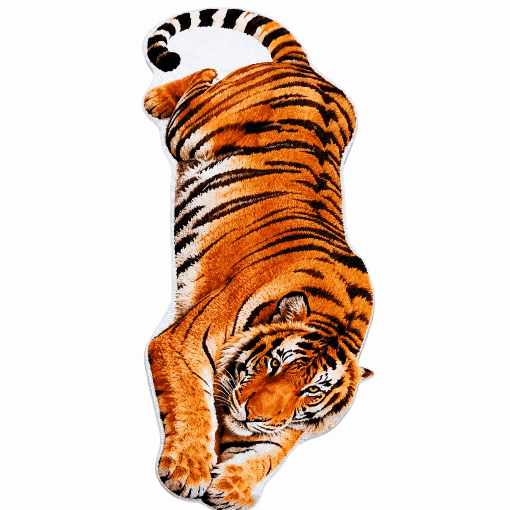 Creativity 2D Flat Tiger Bedroom Carpet Water-absorbing Abrasion-resistant Bedside Rug Non-slip Lifelike Doormat Home Decor