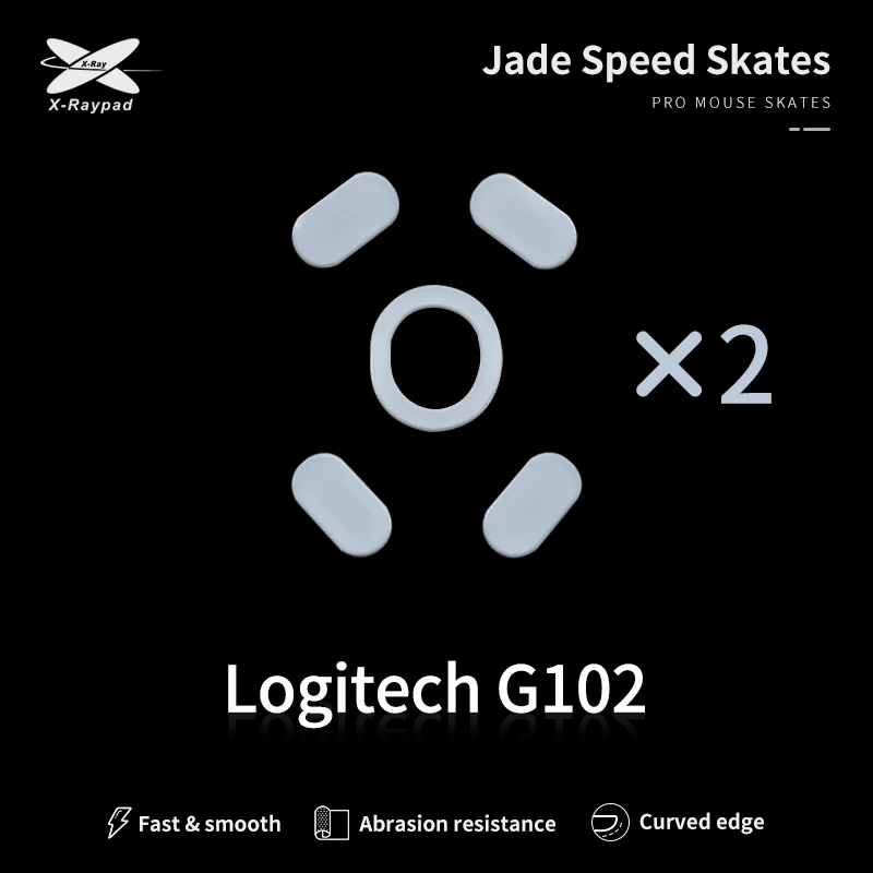 Patines de ratón X-Raypad Jade Speed con bordes curvos y redondeados para Logitech G102/GPro/G203 - 2 juegos de patines deslizantes para ratón Logitech G102