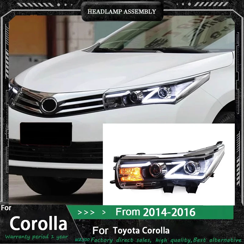 

Car Lamps For Toyota Corolla 2014-2016 Front Lights LED Turn Signal DRL Headlight HID Projector Lens Refit Auto Tool Accessories