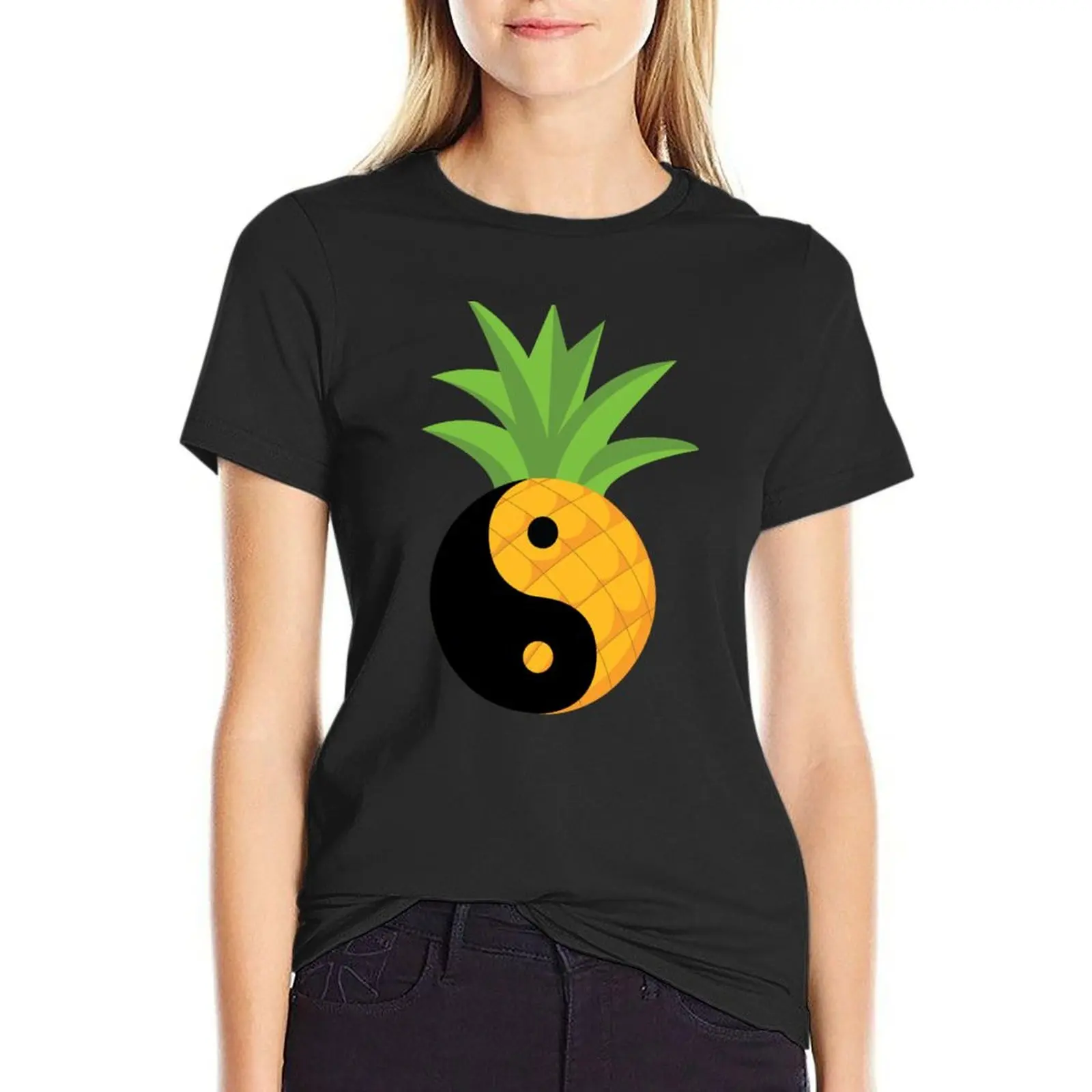 Presenting Yin _amp_ Yang Pineapple T-Shirt sweat animal print hippie clothes t-shirt dress for Women graphic