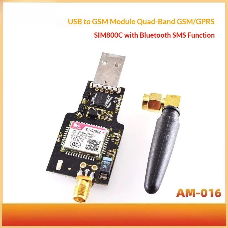 usb-to-gsm-モジュール、クアッドバンド-gsm-gprs-sim800c、bluetooth-搭載、sms-送受信機能付き