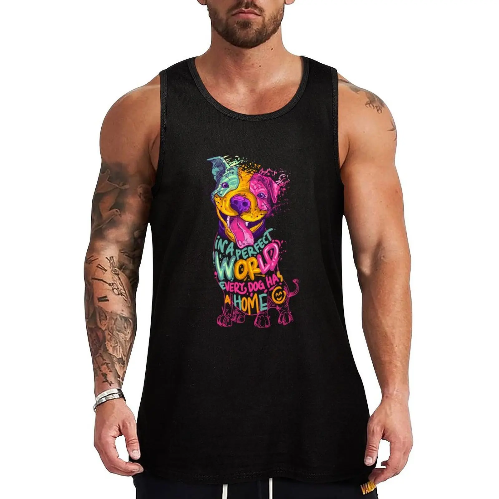 

In A Perfect World Pit Bull Merch Tank Top fitness clothes for men summer Men's gym t-shirt Gym clothes