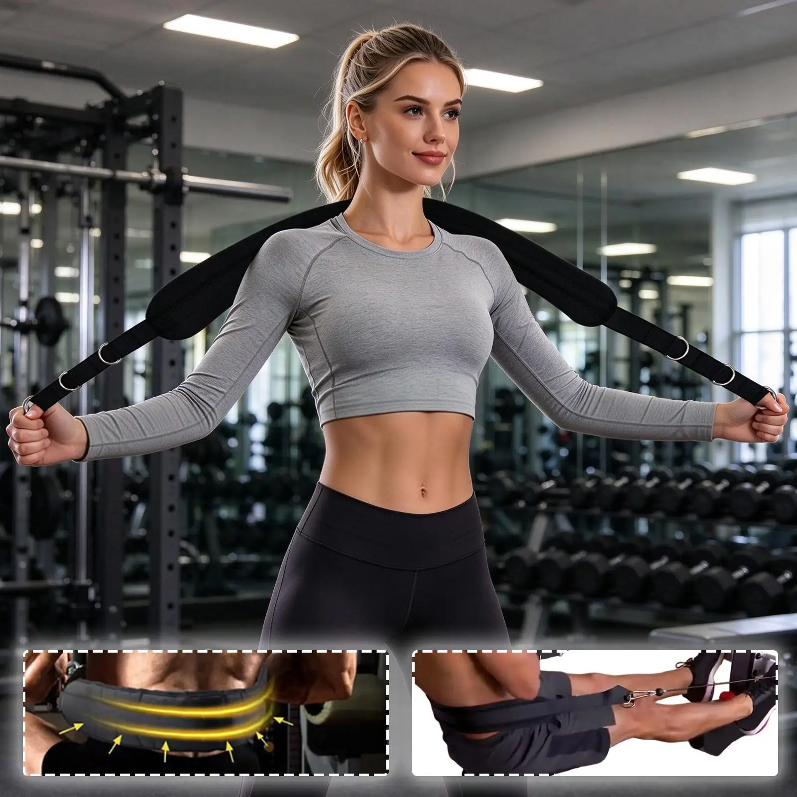 Leg Press Rowing Strap Adjustable Cable Machine Workout Waist Strap Leg Workout Press Belt For Home Gym Apartment Daily Exercise