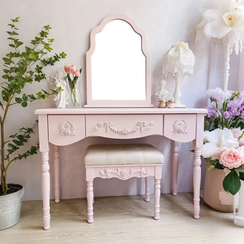 Glass Storage Makeup Vanity Desk Decor Italian Vintage Mirror Makeup Vanity Desk Small Cheap Kaptafel Furnitures For Bedroom