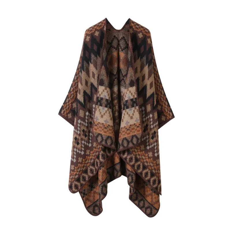 Cashmere Poncho Women Man Jacquard Scarf Winter Warm Shawl Cape Pashmina Female Warm Shawl Blanket Stole Cloak Luxury Fashion