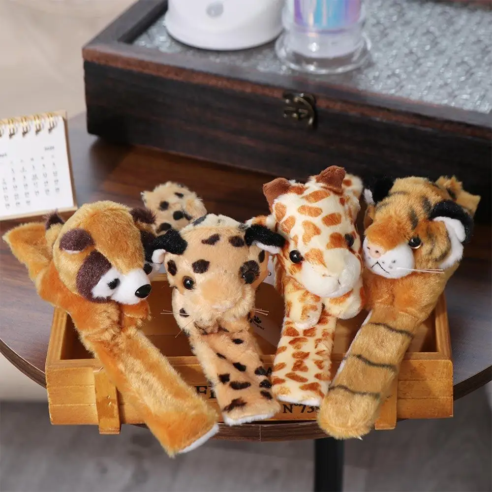 

Gift Toy Jungle Animal Stuffed Animal Wristband Clap Circle Panda Tiger Cartoon Slap Bracelet Comfortable Plush Toy Kids Toy