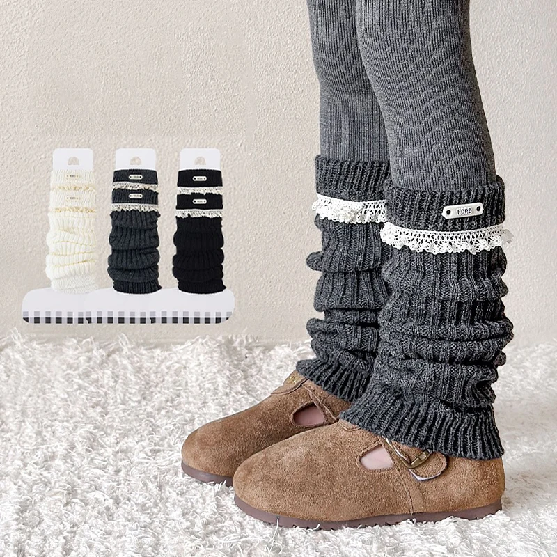 Kids Girls Leg Warmers Winter Warm Thick Girls Leg Covers Boot Cuffs Cute Label Decor Calf Socks for Girls Toddler Daily Outfit